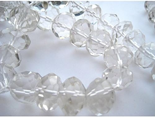 13 inch natural beads strand of 14mm faceted rondelle crystal quartz gemstone beads for DIY jewelry - necklace, bracelet, earring, ring.