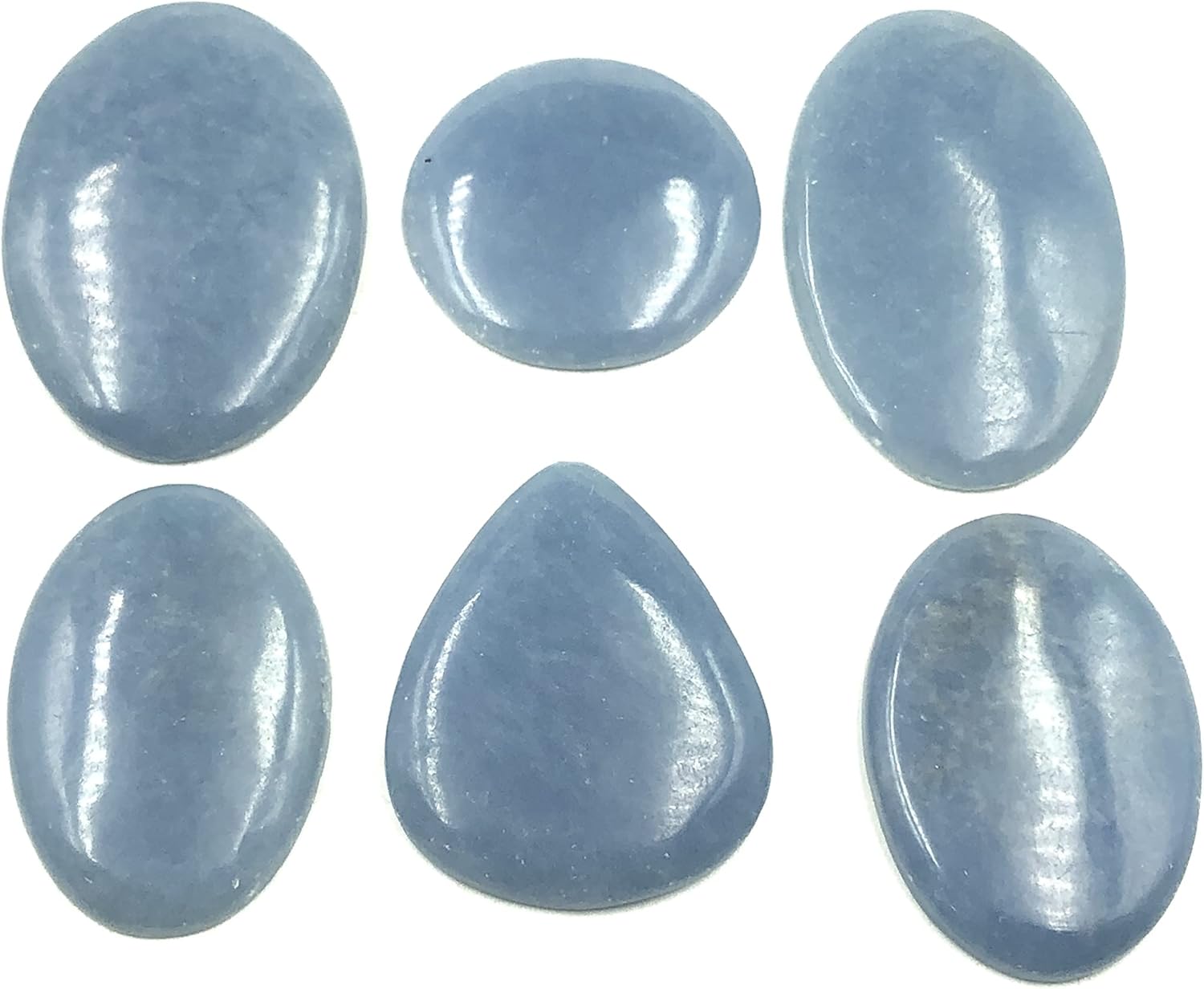 Natural ANGELITE Gemstone Loose Cabochon Lot For Jewelry Making, Loose Gemstone For Ring, Earring & Pendant Necklace, Jewelry Making Cabochons, Healing Gemstones