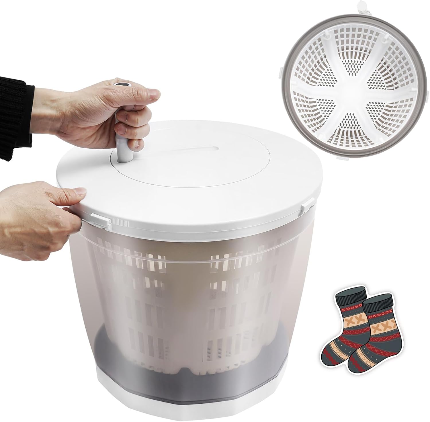 2 in 1 Non-Electric Washing Machine, Grey Mini Manual Washing Machine for Clothes Hand Crank Washer Portable Clothes Spin Dryer for Camping, Apartments, RV