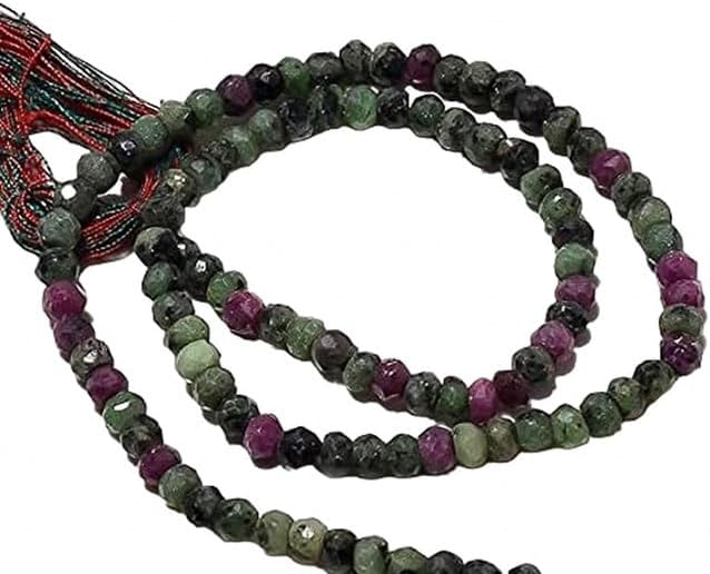 Ruby Zoisite Beads, Faceted Rondelle Beads, 4mm Gemstone Beads, 13.5 Inch lot of 5 Strands Chik-STRD- 93141