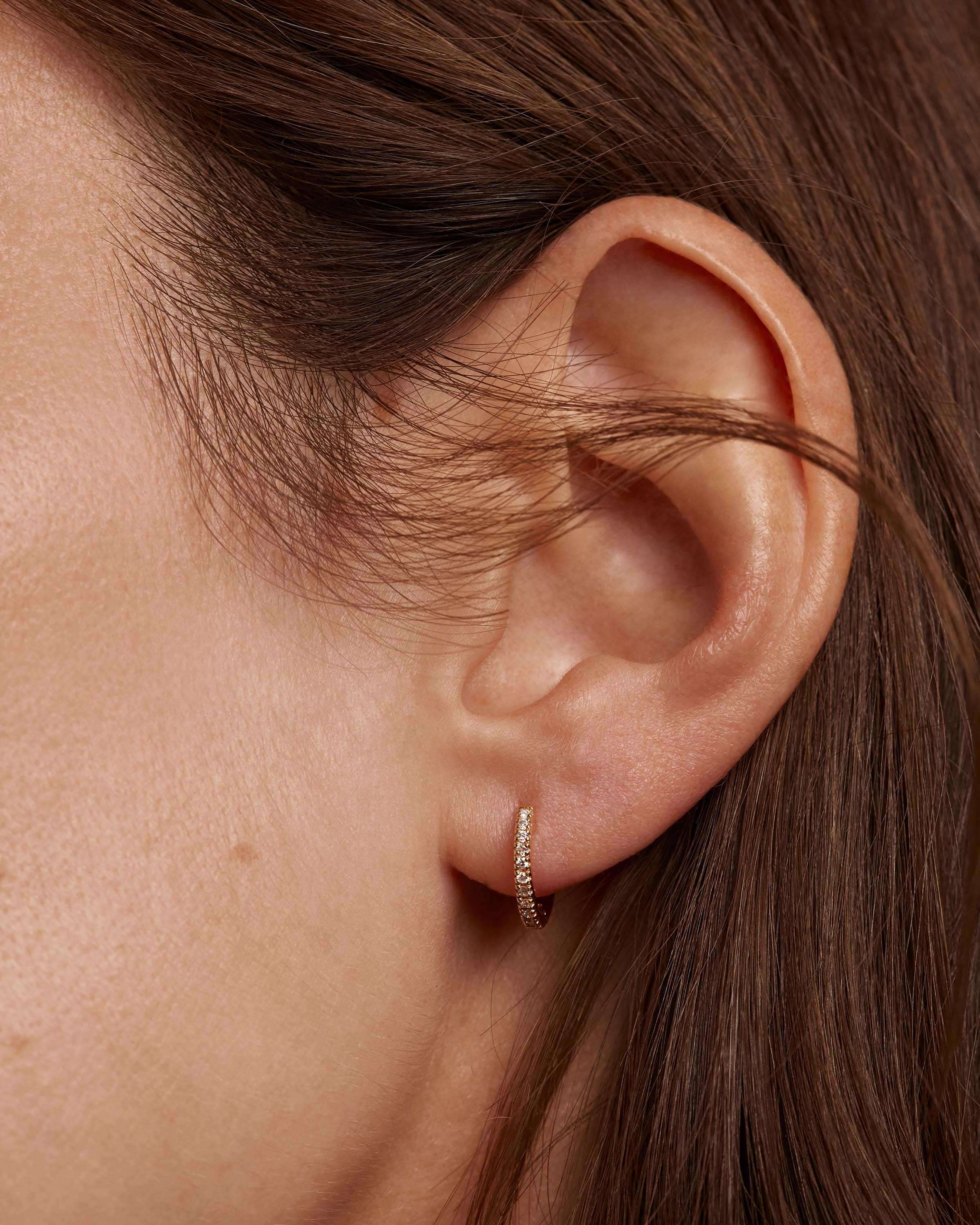 Diamonds and Gold Eternity Mini Hoops