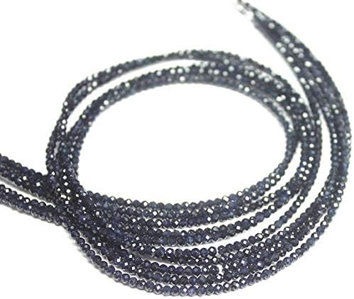 1 Strand Sapphire Round Ball Faceted 13'' Long Strand Gemstone Beads, Jewelry Supplies for Jewelry Making, Bulk Beads, for Meditation Jewellery for Reiki Healing Mystic Gemstone Size 2mm