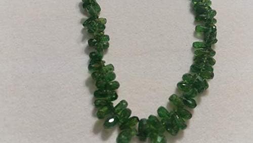 Tsavorite Faceted Drop Shape, 8 Inch Long Strand AAA Quality Size 3X5 MM Code-HIGH-50914