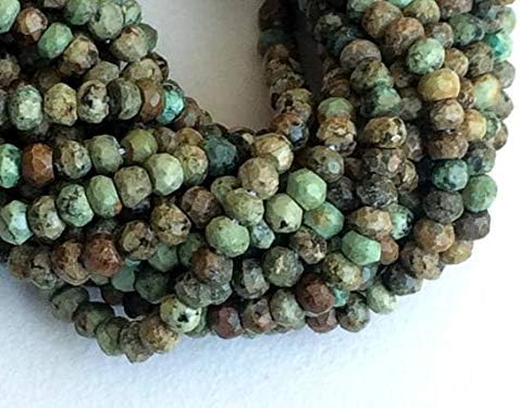 1 Strand Natural Turquoise Faceted Rondelles, Tiny Beads, Turquoise Necklace, 3.5-4mm, 13 Inch Code-HIGH-16103