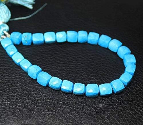 1 strand chinese blue turquoise heishi cube squrefaceted 6 pieces strand gemstone beads, jewelry supplies for jewelry making, for meditation jewellery gemstone 7mm