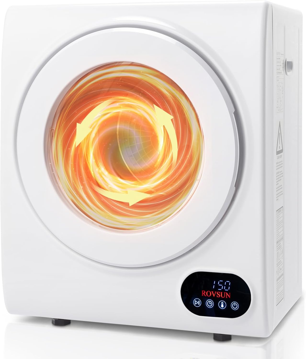 Bonnlo Portable Clothes Dryer, Front Load Electric Dryers Machine, Compact Laundry Dryers with Stainless Steel Tub, for Home, Apartment, Dorm, White (LCD Touch Control)