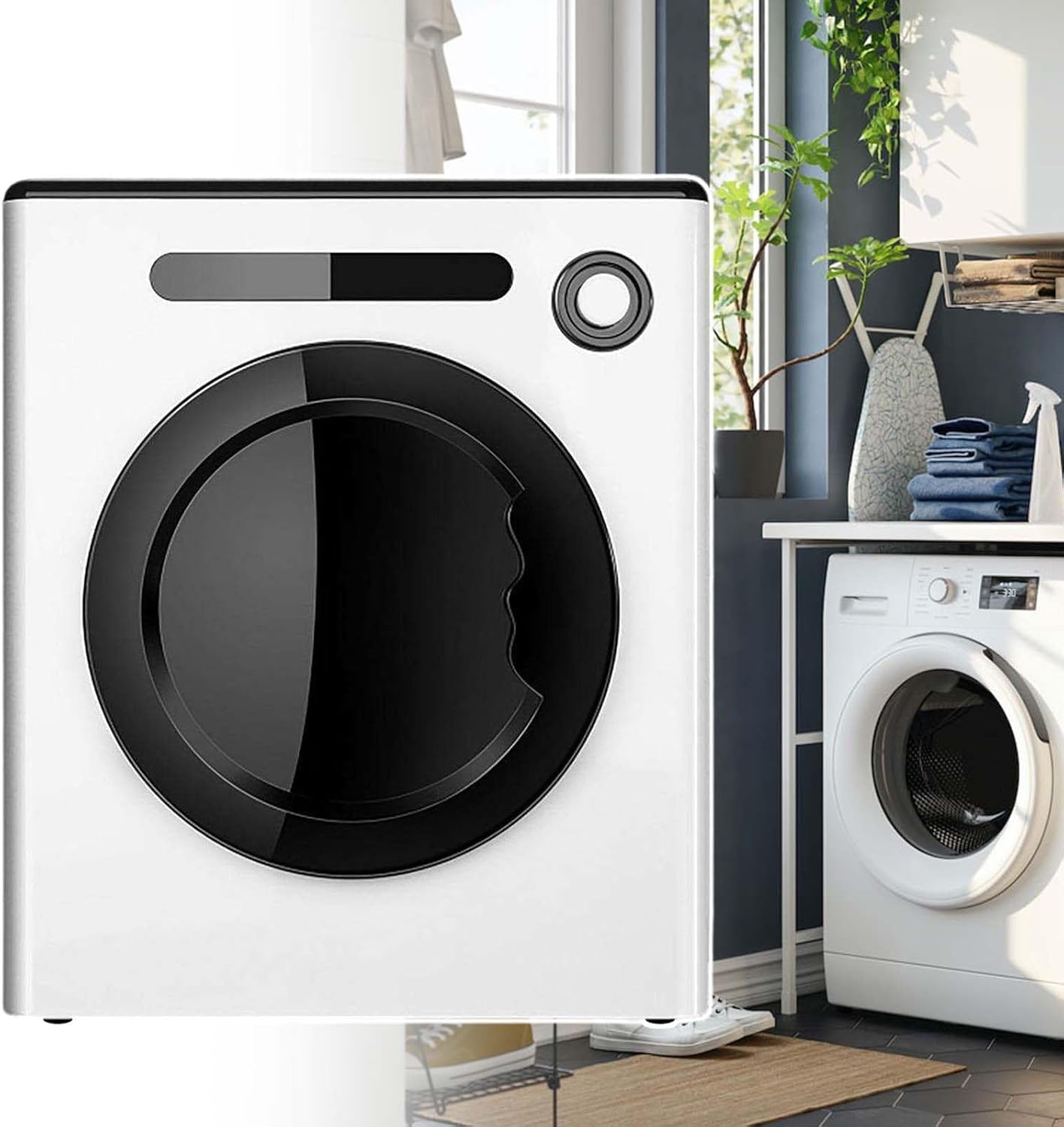 Front-Loading Tumble Dryer, Automatic Drying Stop,4000G Stainless Steel Inner Barrel,Waterproof Ipx4,Visual Work Window White