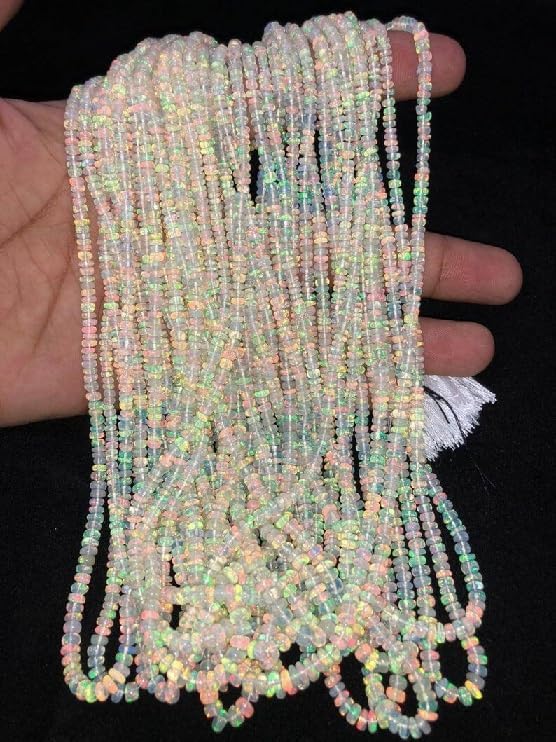AAA+ Ethiopian Opal Smooth Rondelle Bead Opal Plain Beads 3-5 mm Fire Opal Beads Flashy Opal Bead Welo Opal Bead Opal Rondelle Beads for Making Jwelery