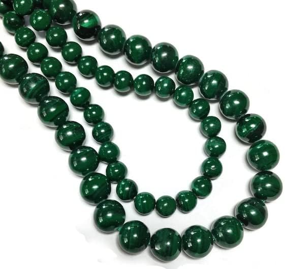 BEADS GEMSTONE 1 Strand Natural 8 Inch Long Long Malachite smooth rounds, natural, untreated, undyed, AA grade 8mm Code-HIGH-4375