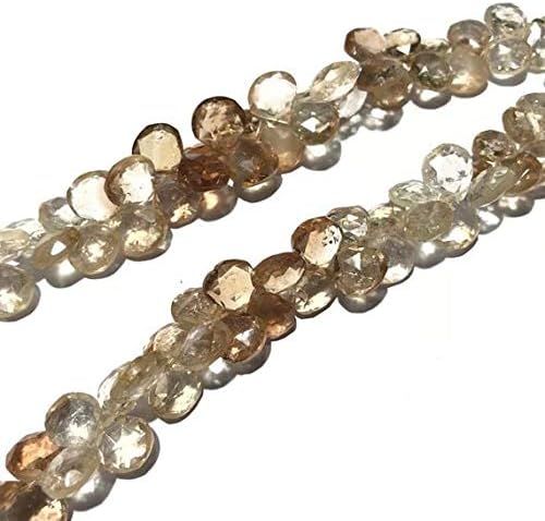 AAA Imperial Copper Topaz Faceted Heart Shap Briolette Beads,Natural Imperial Topaz 10 to11 mm 8 Inch Loose Briolettes,Imperial Copper Topaz