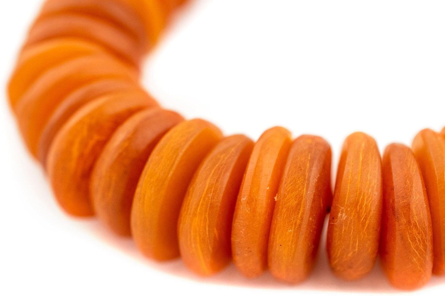 The Bead Chest Textured Moroccan Horn Beads 22mm Morocco African Orange Disk 16 Inch Strand Handmade