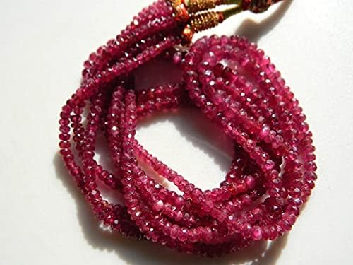 1 Strand Natural Ruby Faceted Beads, Ruby Jewelry, Genuine Ruby Necklace, Glass Filled Ruby, 4 Lines, 4mm to 6mm, 15