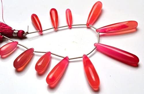 6 inch Strand of Natural Chalcedony 17-35mm Drop Smooth briolette Beads for DIY Jewelry Making. |BRIO_01641