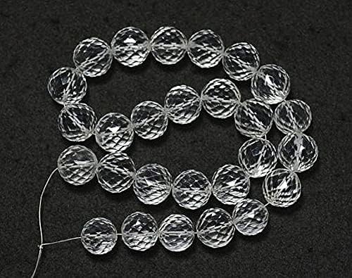11mm - 12mm Beads, Crystal Quartz Beads, Crystal Quartz Gem Stone, Faceted Round Beads, Gemstone Beads, 6 Inches Strand