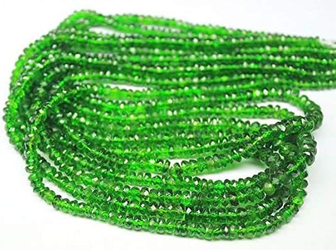 2 strand green chrome diopside faceted micro rondelle gemstone loose beads 16