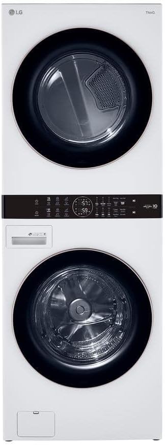 LG WashTower Stacked Smart Laundry Center 4.5 Cu.Ft. Front Load Washer & 7.4 Cu.Ft. Electric Dryer in White WKE100HWA