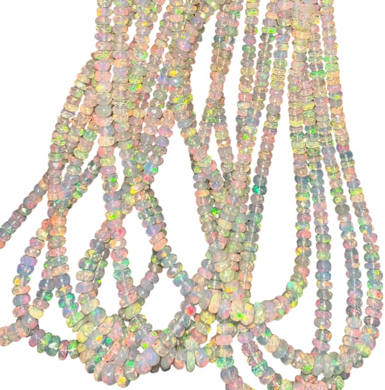 Ethiopian Opal Faceted Rondelle Beads 3-4mm Natural Opal Beads 16 Inches