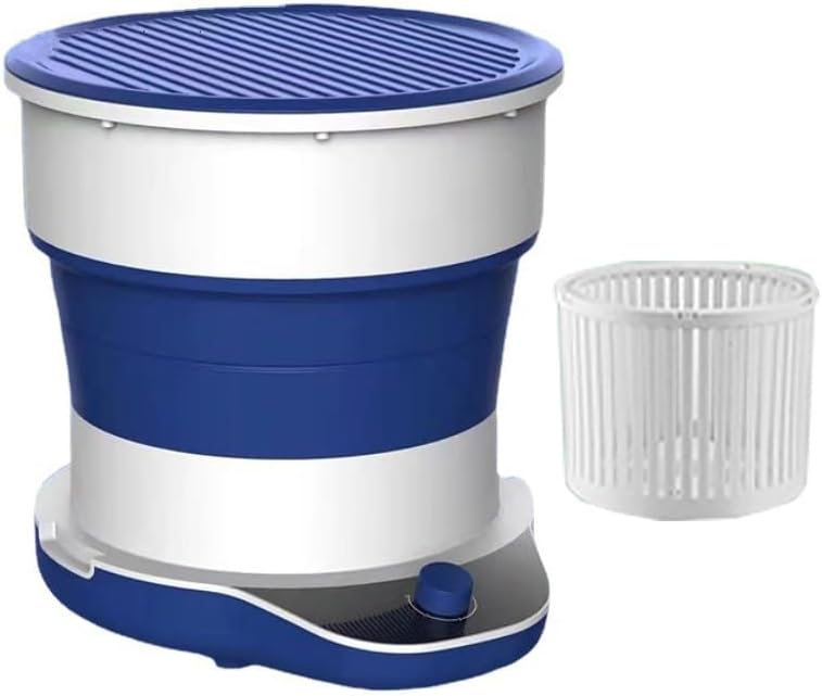 Portable Washing Machine, Mini Washing Machine Foldable, Washer, for Apartments, Dormitories, Camping, Rv (Color : Blue and White)