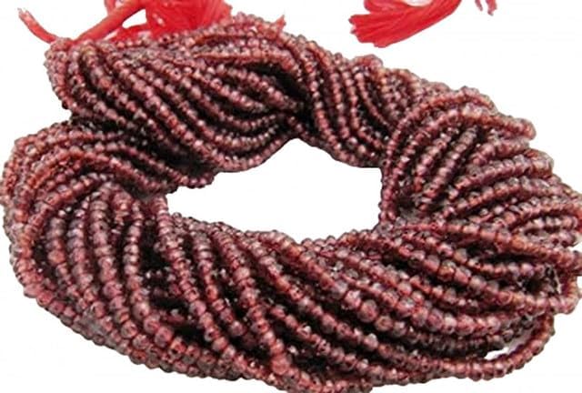 Mozambique Garnet Beads, Rondelle Faceted 3 to 4mm 14 Inches lot of 10 Strands CHIK-STRD-95488