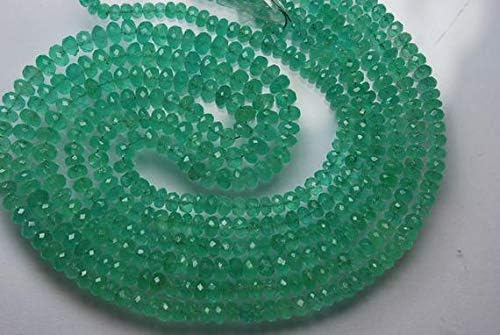 51.40 Cts, 15 Inches Long Strand, AAA Quality, Natural Colombian Emerald Faceted Rondelles, Size 5-3.5mm, with certificated Code-HIGH-3669