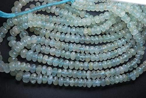 14 Inch Strands, Natural Aquamarine Faceted Rondells,5-7.5mm Code-HIGH-64260