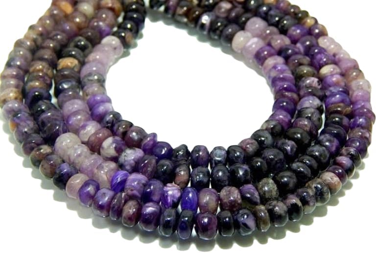 13 inch Strand of Natural gem Charoite, 4x6mm rondelle Smooth Beads for DIY Jewelry Making. | Beads_03172