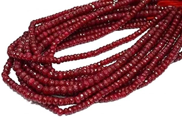 Dyed Ruby Micro Faceted 5.25-6 mm Approx,14 inch lot of 5 Strands Chik-STRD- 92437