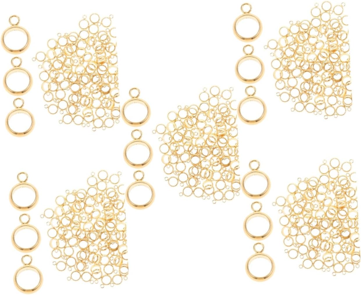 Lurrose 500pcs Craft Making Beads Stainless Steel Bail Beads DIY Charm Hangers for Bracelets