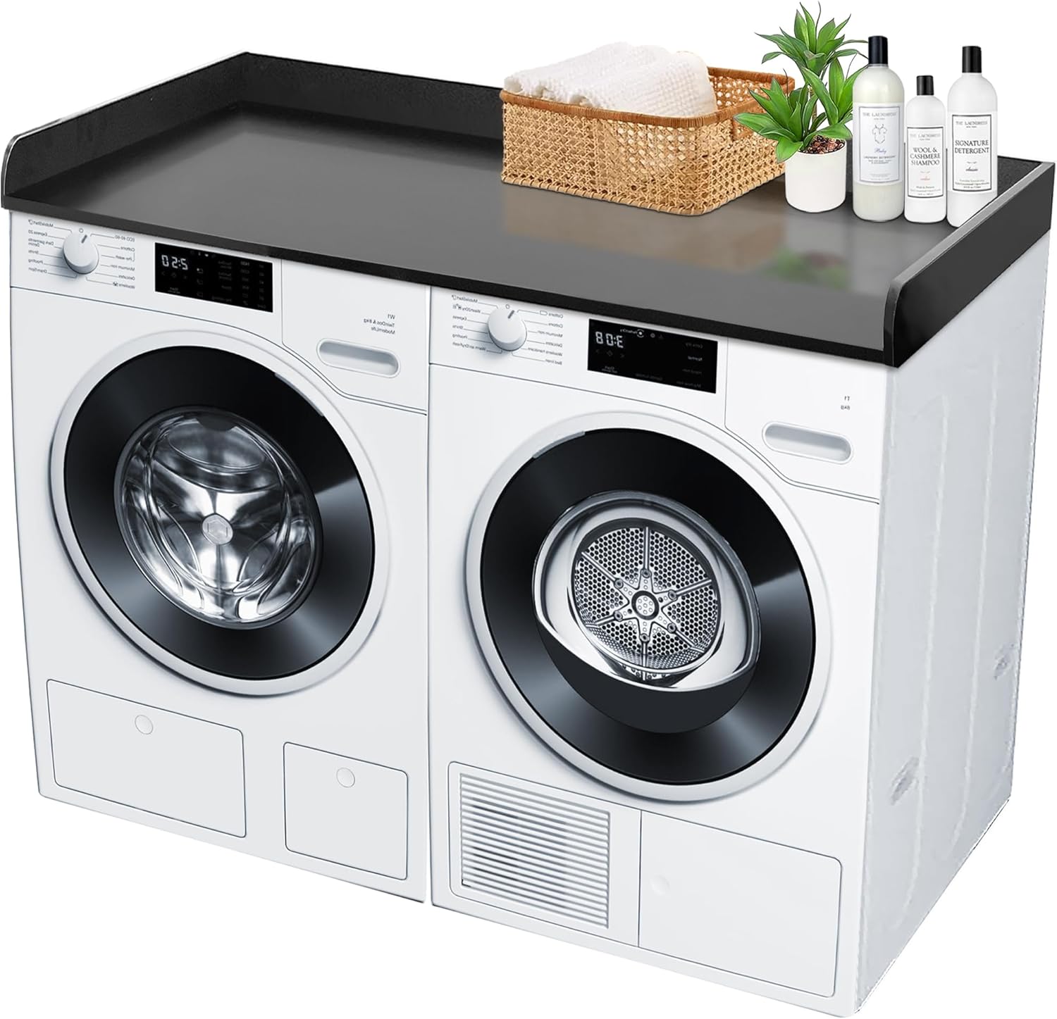 Royxen Laundry Countertop Solid Wood, Countertop for All Front-Loaded Washing Machine and Dryer, Extra Room for Laundry Room, Black