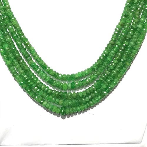 Tsavorite Faceted Rondelle Necklace, Natural Gemstone Beads Necklace, Size 3 to 5.5 mm 18