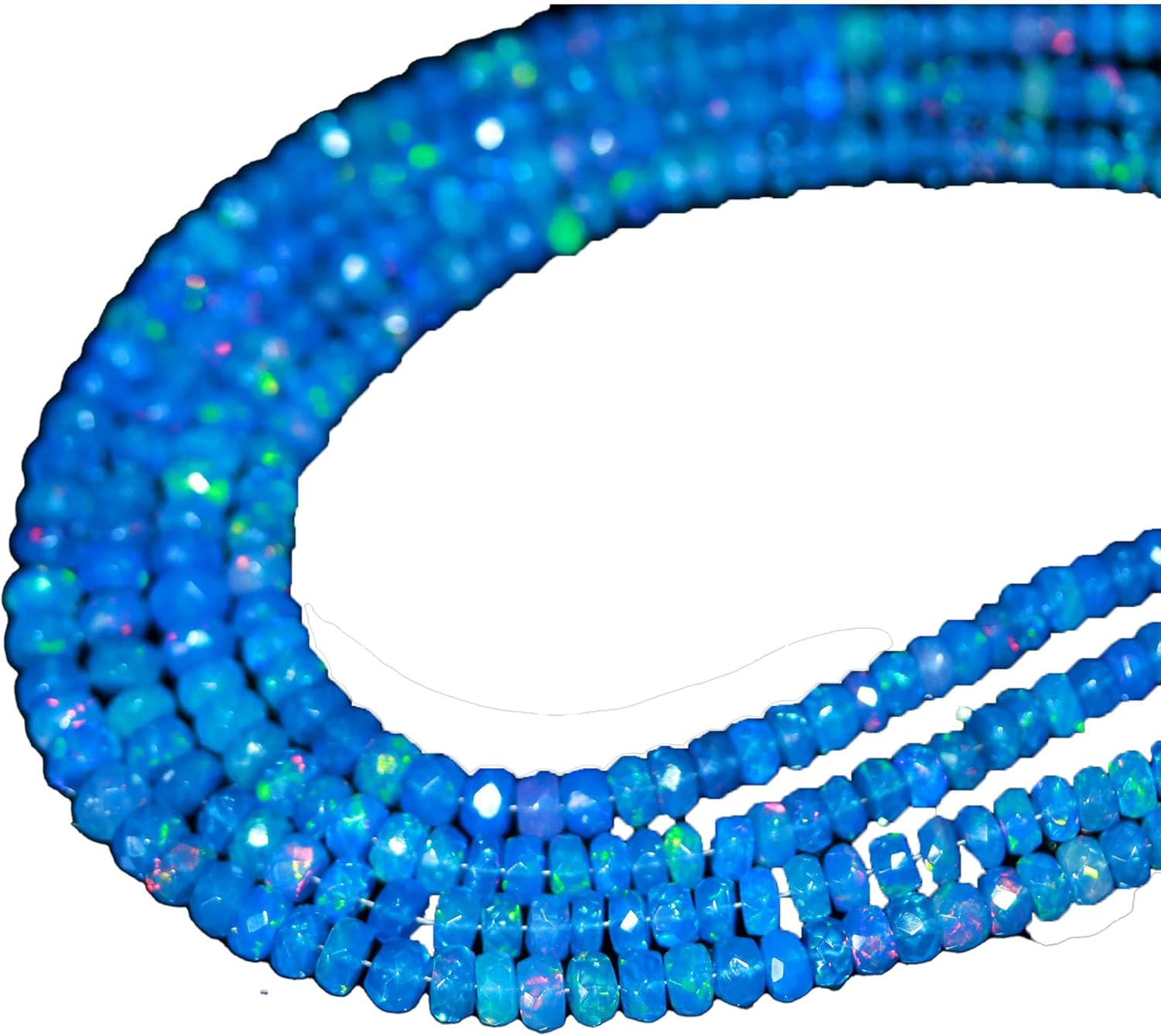 AAA+ Blue Opal Smooth Rondelle Beads 4-7mm Natural Ethiopian Opal Beads Beads for Jewelry Making