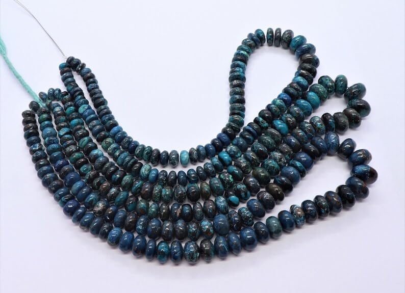 Natural AAA Quality Natural Chrysocolla rondella Faceted Beads 6-11 MM 16 inch Long String Jewelry Making Gemstone Beads for Necklace Bracelet