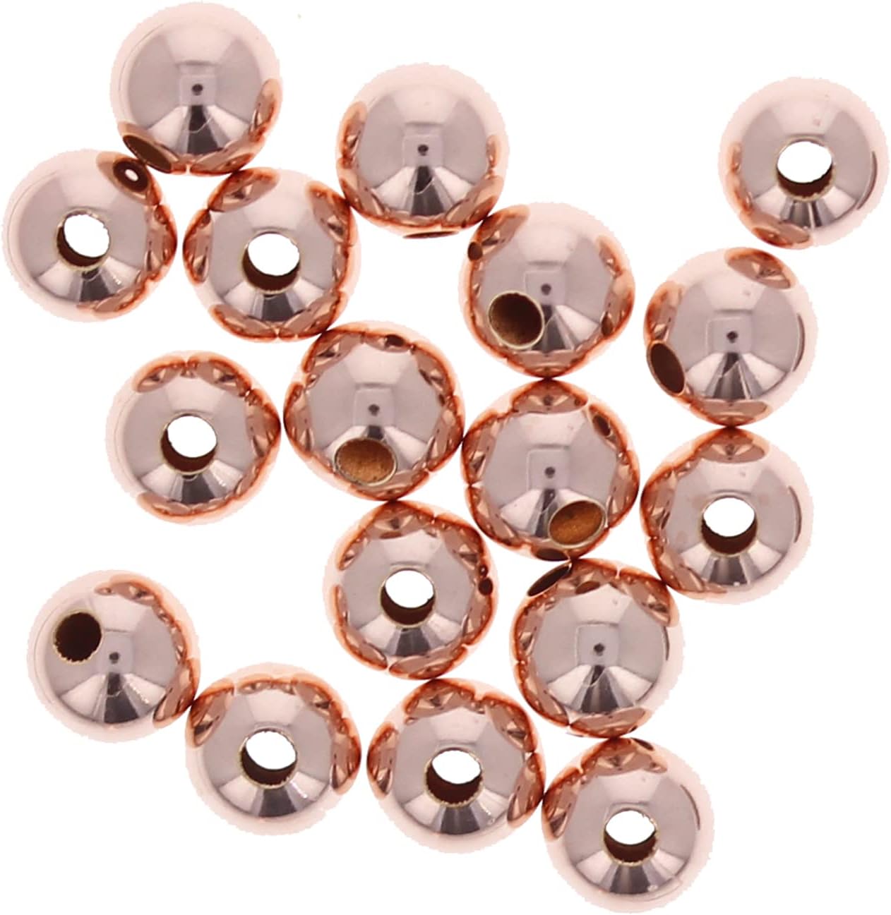 Rose Gold Filled 5mm Round Beads, 100 Pieces of 5mm Sterling Silver Round Beads with Pink Rose Gold Filling, Seamless Rose Gold Beads, 14k