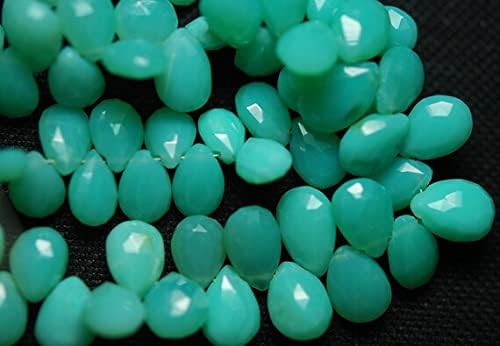 8 inch Strand of Natural Chalcedony 11-10mm pear Faceted briolette Beads for DIY Jewelry Making. |BRIO_01857