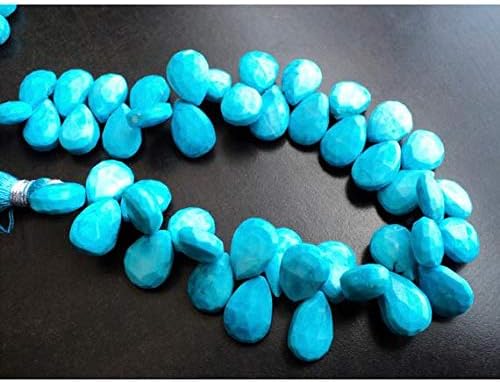 1 Strand Natural Turquoise Brilolete Beads/Faceted Pear Beads/Chinese Turquoise - 9x13mm 4 Inch Code-HIGH-19249