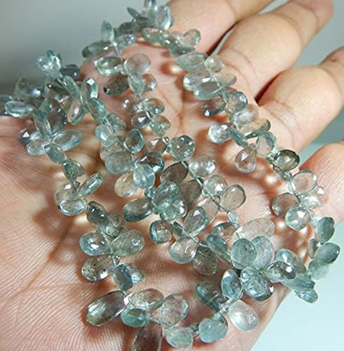 8 inch Strand of Natural Aquamarine 13x6To8x6mm pear Faceted briolette Beads for DIY Jewelry Making. |BRIO_00647