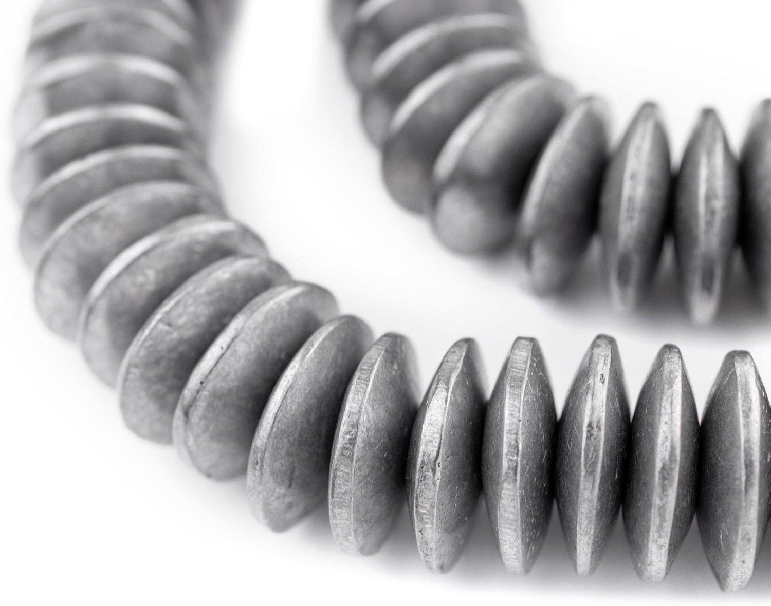 The Bead Chest Maasai Silver Saucer Beads 20mm Aluminum Large Hole 24 Inch Strand