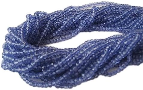 BEADS GEMSTONE 1 Strand Natural Blue Coated Quartz Bead, Tanzanite Color, Micro Faceted Rondelle Beads, 4mm Beads, 14 Inches Code-HIGH-17037