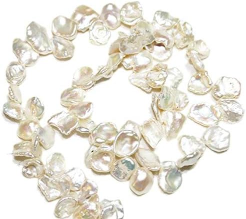 1 Strand Natural 8 Inch Long Long Large White Head-drilled keshi Pearls. Approx. 8x8mm-10x12mm. Code-HIGH-4231
