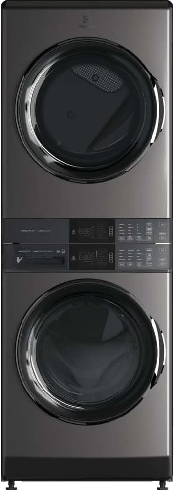 4.5 cu. ft. Stacked Washer and 8.0 cu. ft. Gas Dryer Laundry Tower in Titanium with SmartBoost Premi