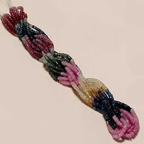 16 inch multi sapphire 3.5mm to 4mm faceted tyre beads one strand