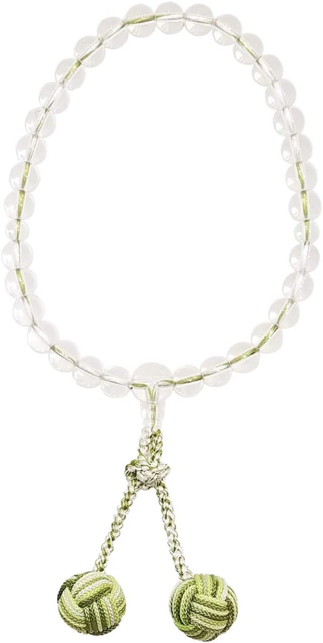 Kyoto Tsuchiya Nozu Shop Women's Prayer Beads, Coloring, Crystal, Pure Silk, Made in Japan, Handmade, Paulownia Box Included, Can be Used in All sects