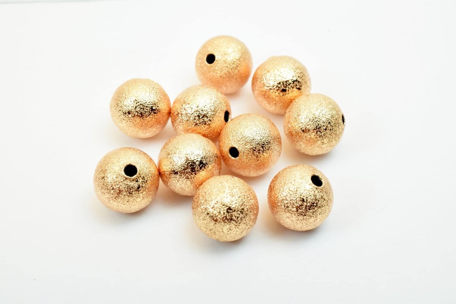 Beaded Jewelry 10mm Rose Gold Filled EP Stardust Round Ball Bead, Rose Gold Filled Spacer Findings GF3362R