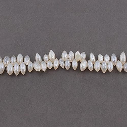 8 inch Strand of Natural Chalcedony 12x6-17x8mm Drop Faceted briolette Beads for DIY Jewelry Making. |BRIO_01631