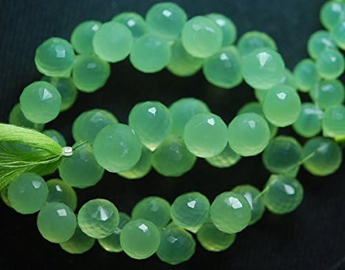 10 pieces, super finest,prehnite chalcedony faceted onion briolettes 8-10mm large size
