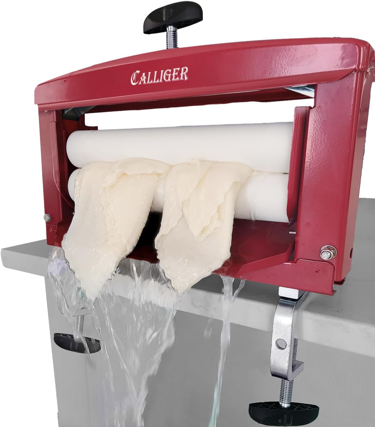 Northwood Calliger Clothes Wringer – Manual Laundry Wringer for Better Moisture Removal Than Portable Washers or Dryers – Heavy‑Duty Off‑Grid Washing Machine Alternative - Red