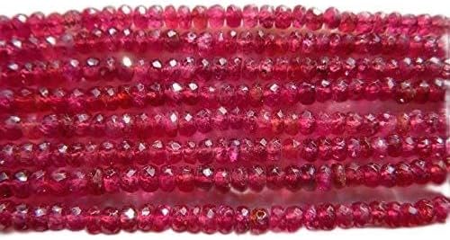 Ruby Faceted Beads, Ruby Jewelry, Genuine Ruby Necklace, Glass Filled Ruby, 3 Lines, 4mm to 3mm, 17
