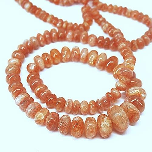 Natural Orange Sunstone Smooth Gemstone Rondelle Gemstone Loose Craft Beads Strand 18