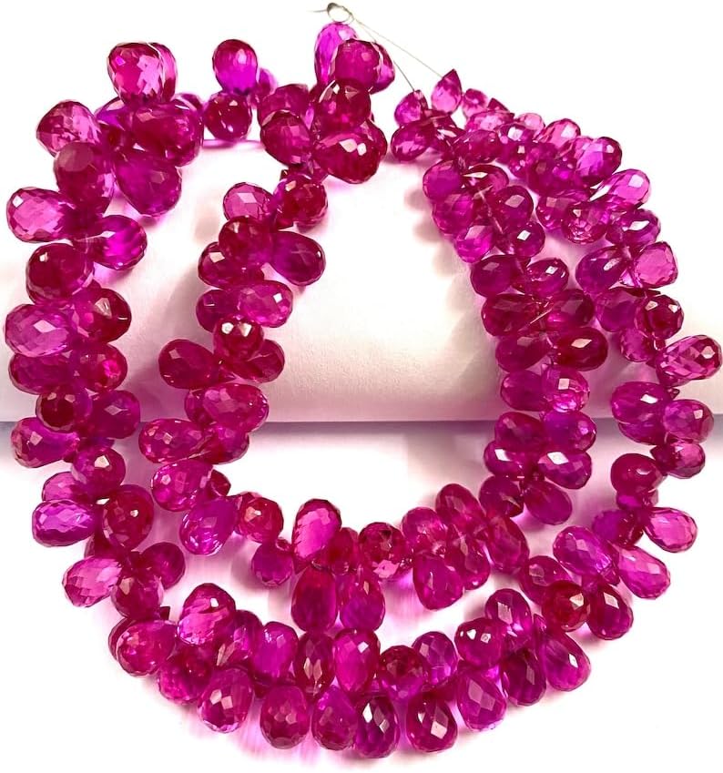 Natural Pink Spinel Teardrop Faceted Beads 5x8-8x9mm 18 inch Long String Jewelry Making Gemstone Beads for Necklace Bracelet