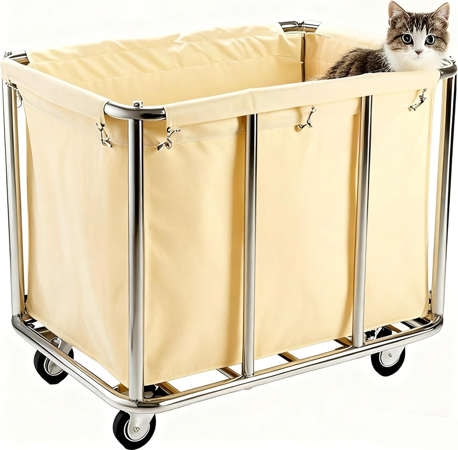 Commercial Laundry Cart with Wheels 330lb Industrial 12 Bushel Laundry Hamper Sorters Heavy Duty Large Waterproof Laundry Basket For Home Organizer and Storage